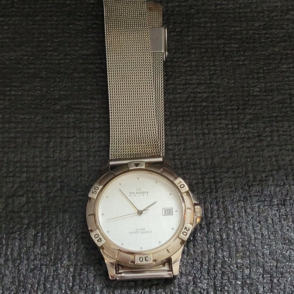 Skagen Mens Swiss Quartz Watch With Stainless Steel Mesh Band Parts/Repair